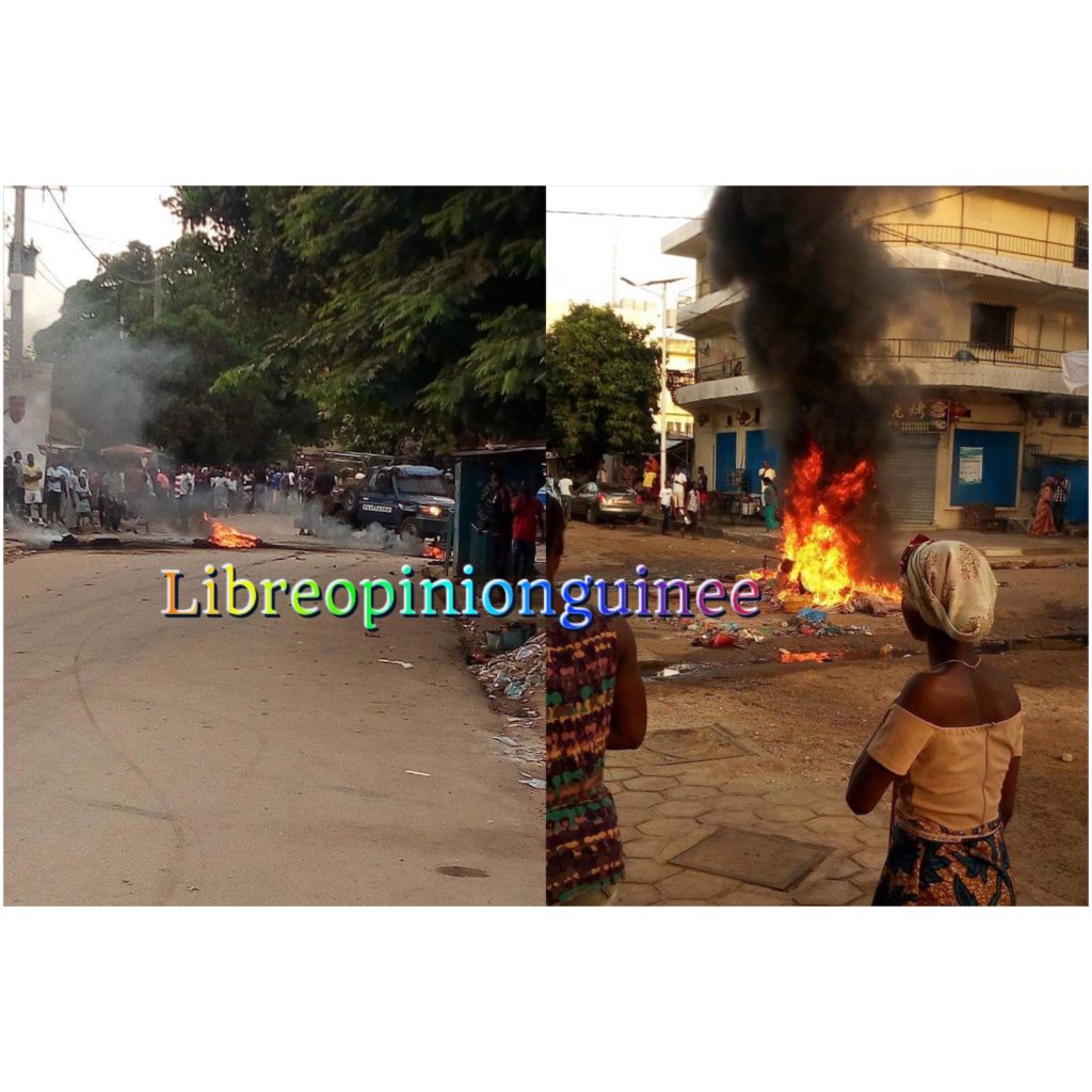 Urgent : La tension est très vive dans les rues de Kaloum ce lundi matin Guinée, manifestations dans les rues de Kaloum