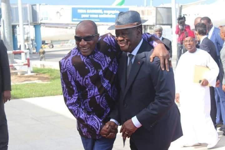 Le président Guinéen Alpha Condé et son homologue ivoirien Alassane Ouatara à Abidjan