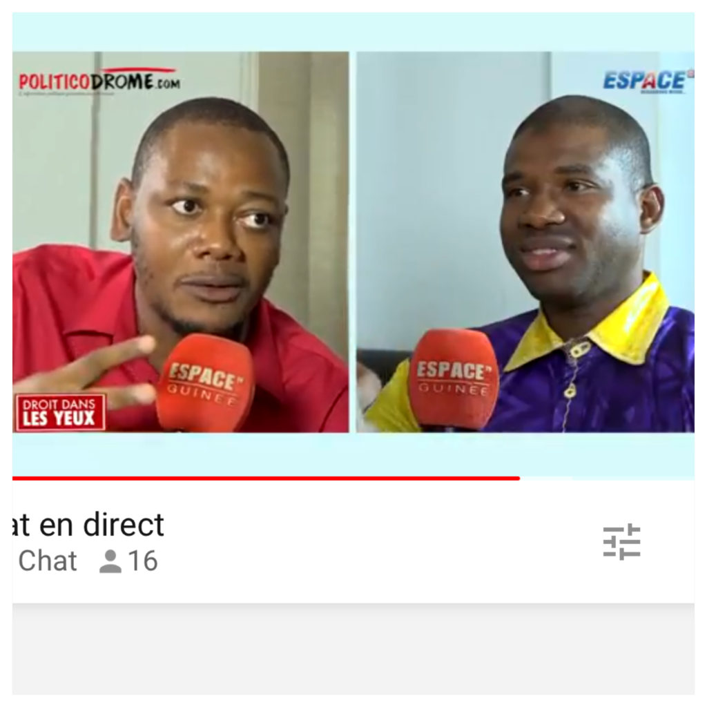 Droit dans les yeux : face à face Macka Balde vice-président des NFD et Mohamed Ali sur Espace TV Macka Balde DGA de l’agence nationale de volontariat jeunesse et vice-président des nouvelles forces démocratiques NFD sur Espace TV