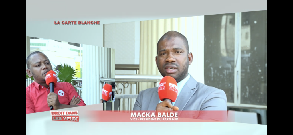Macka BALDE VP des NFD face à Mohamed Ali dans l’émission droit dans les yeux (vidéo) Macka BALDE VP des NFD face à Mohamed Ali dans l’émission droit dans les yeux